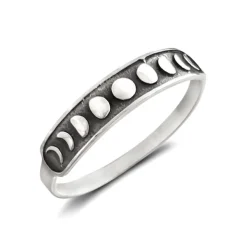 Studio Jewellery Feature & Stacker Rings | Rings-Phases of Moon Oxidised Silver Ring