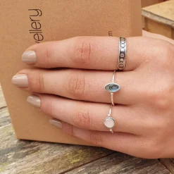 Studio Jewellery Feature & Stacker Rings | Rings-Phases of Moon Oxidised Silver Ring
