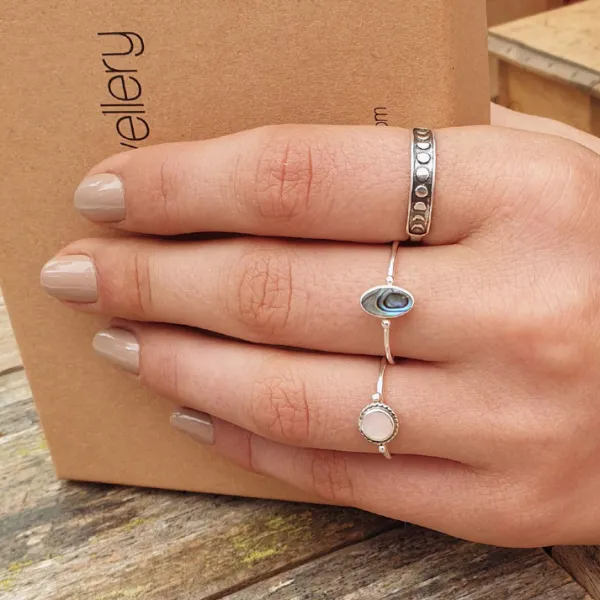 Studio Jewellery Feature & Stacker Rings | Rings-Phases of Moon Oxidised Silver Ring