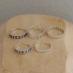 Studio Jewellery Midi And Knuckle Rings | Rings-Phases of Moon Oxidised Silver Midi Ring
