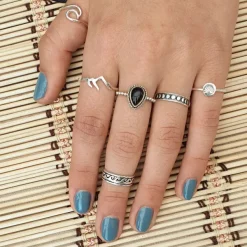 Studio Jewellery Feature & Stacker Rings | Rings-Phases of Moon Oxidised Silver Ring