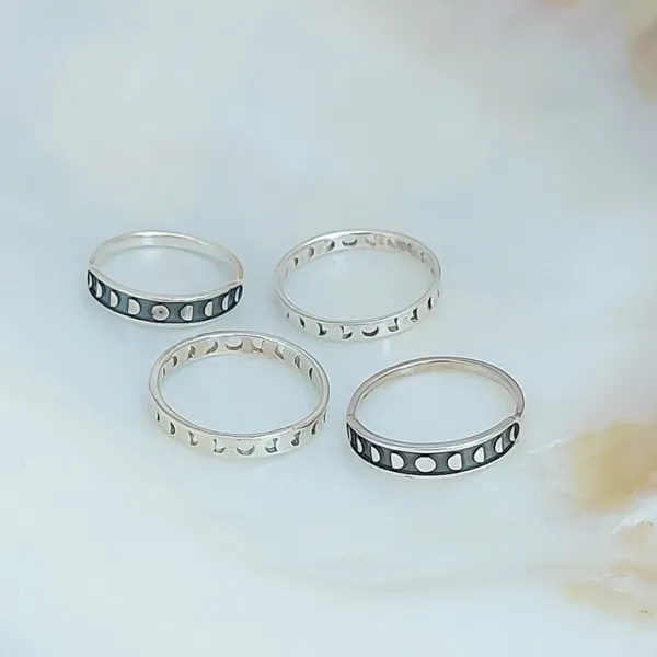 Studio Jewellery Feature & Stacker Rings | Rings-Phases of Moon Oxidised Silver Ring