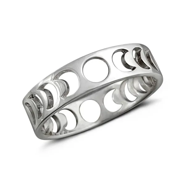 Studio Jewellery Feature & Stacker Rings | Rings-Phases of Moon Silver 5mm Band Ring