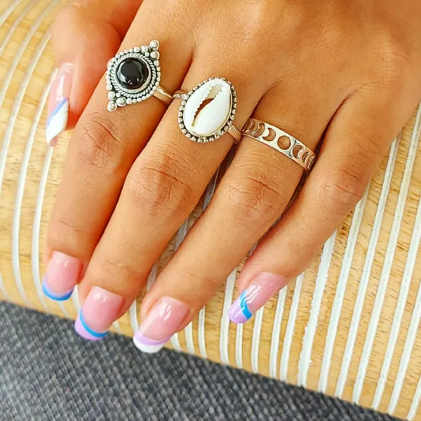Studio Jewellery Feature & Stacker Rings | Rings-Phases of Moon Silver 5mm Band Ring