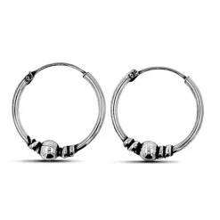 Studio Jewellery Hoop Earrings | Earrings-Plain Ball Bali Silver Hoop Earrings