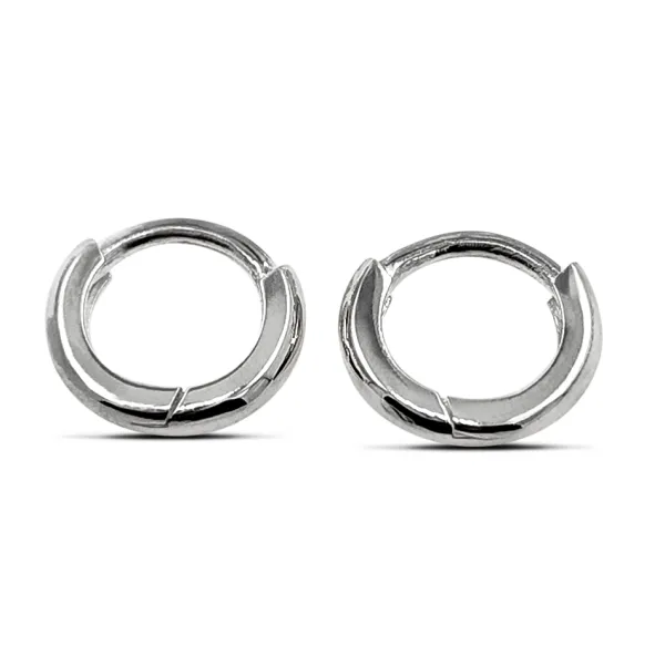 Studio Jewellery Hoop Earrings | Earrings-Plain 9mm Silver Hoop Huggie Earrings