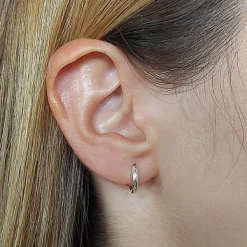 Studio Jewellery Hoop Earrings | Earrings-Plain 13mm Silver Hoop Huggie Earrings