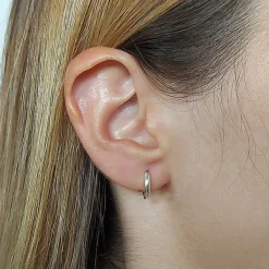 Studio Jewellery Hoop Earrings | Earrings-Plain 11mm Silver Hoop Huggie Earrings