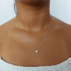 Studio Jewellery Necklaces-Plain Star Silver Necklace
