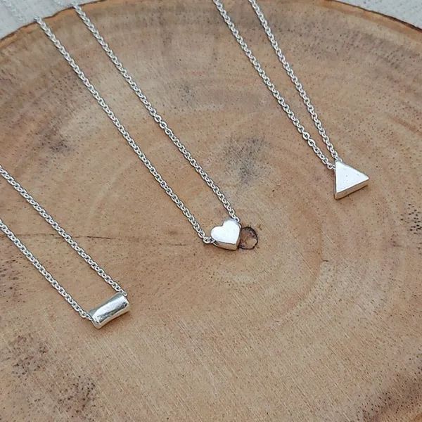 Studio Jewellery Necklaces-Plain Triangle Silver Necklace