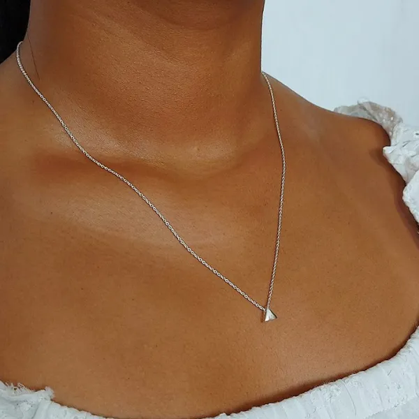 Studio Jewellery Necklaces-Plain Triangle Silver Necklace