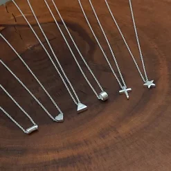 Studio Jewellery Necklaces-Plain Triangle Silver Necklace