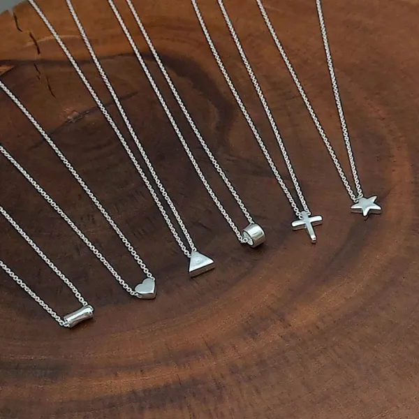 Studio Jewellery Necklaces-Plain Triangle Silver Necklace