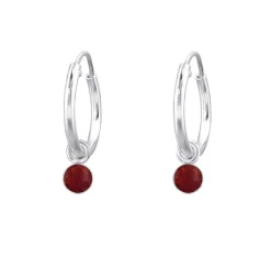 Studio Jewellery Hoop Earrings | Earrings-Red Silver Hoop Earrings