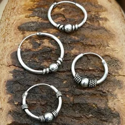 Studio Jewellery Hoop Earrings | Earrings-Rope Bali Silver Hoop Earrings