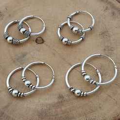 Studio Jewellery Hoop Earrings | Earrings-Rope Bali Silver Hoop Earrings