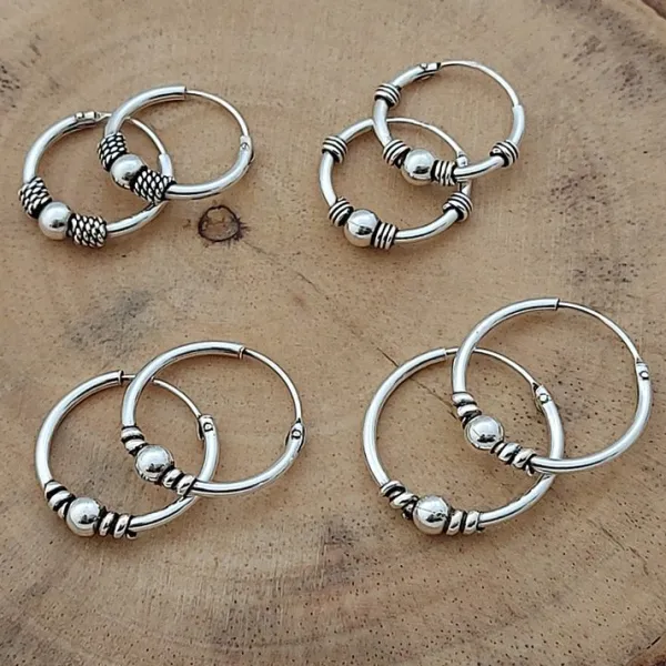 Studio Jewellery Hoop Earrings | Earrings-Rope Bali Silver Hoop Earrings