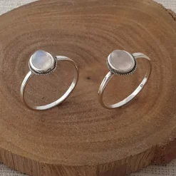 Studio Jewellery Gem Stone Rings | Rings-Rope Edge Oval Moonstone Silver Gemstone Ring