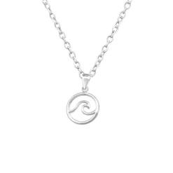 Studio Jewellery Necklaces-Round Surf Wave Silver Necklace