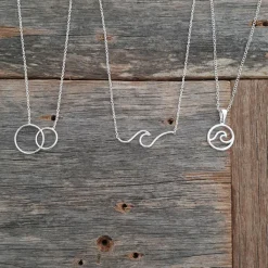 Studio Jewellery Necklaces-Round Surf Wave Silver Necklace