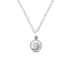 Studio Jewellery Necklaces-Shiva Shell Disc Charm Silver Pendant Necklace