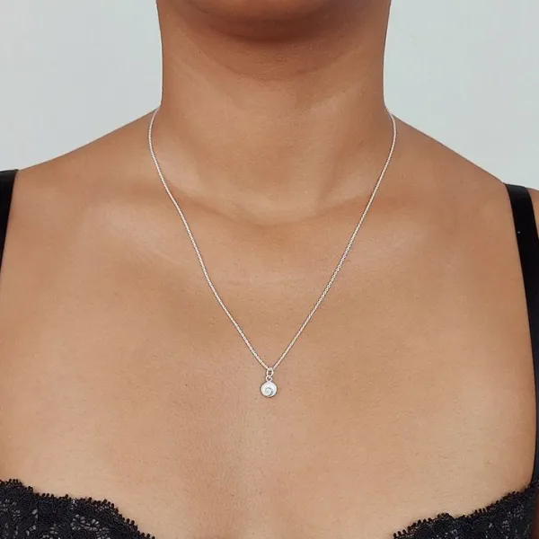Studio Jewellery Necklaces-Shiva Shell Disc Charm Silver Pendant Necklace