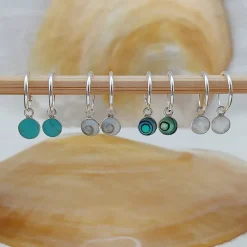 Studio Jewellery Hoop Earrings | Earrings-Shiva Shell Disc Charm Silver Hoop Earrings