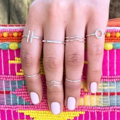 Studio Jewellery Feature & Stacker Rings | Rings-10 Sided Silver Ring