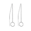 Studio Jewellery Earring Jackets And Threaders | Earrings-Silver Bar Circle Threader Chain Earrings