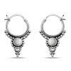 Studio Jewellery Hoop Earrings | Earrings-Silver Beaded Drop Hoop Earrings