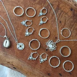 Studio Jewellery Hoop Earrings | Earrings-Silver Beaded Drop Hoop Earrings