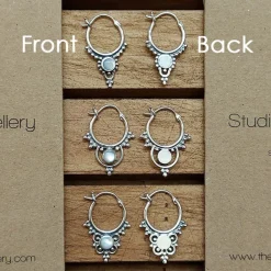Studio Jewellery Hoop Earrings | Earrings-Silver Beaded Drop Hoop Earrings