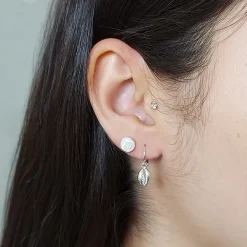 Studio Jewellery Hoop Earrings | Earrings-Silver Cowrie Hoop Earrings