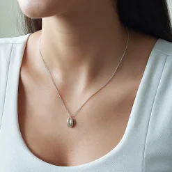 Studio Jewellery Necklaces-Silver Cowrie Necklace