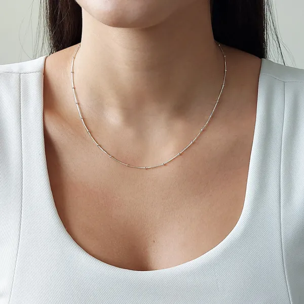 Studio Jewellery Necklaces-Silver Dot Cable Chain Necklace
