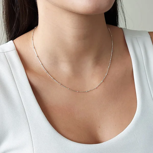 Studio Jewellery Necklaces-Silver Dot Cable Chain Necklace