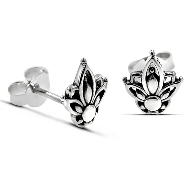 Studio Jewellery Earrings | Stud Earrings-Silver Mandala Flower Earrings Studs