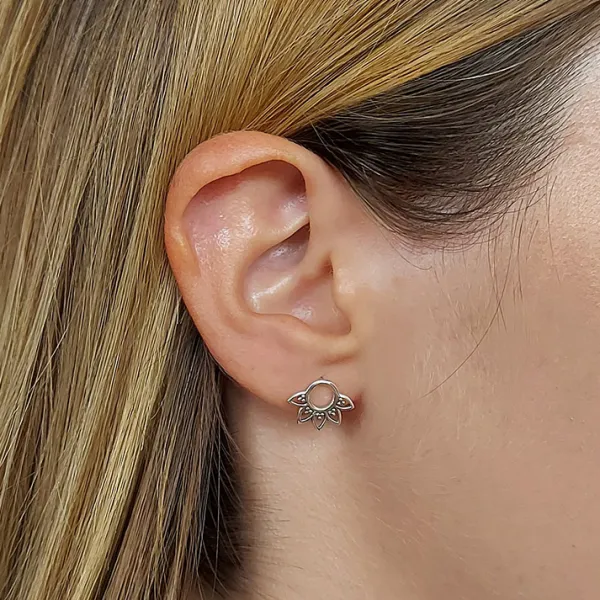 Studio Jewellery Stud Earrings | Earrings-Simple Mandala Silver Earring Studs