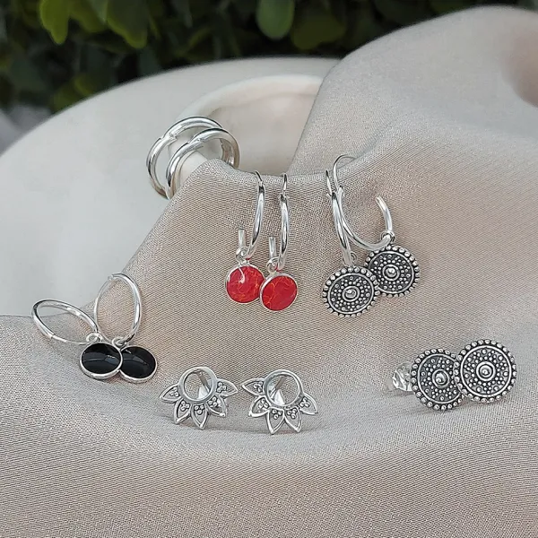 Studio Jewellery Stud Earrings | Earrings-Simple Mandala Silver Earring Studs