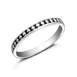 Studio Jewellery Feature & Stacker Rings | Rings-Slim Bead Band Silver Stacker Ring