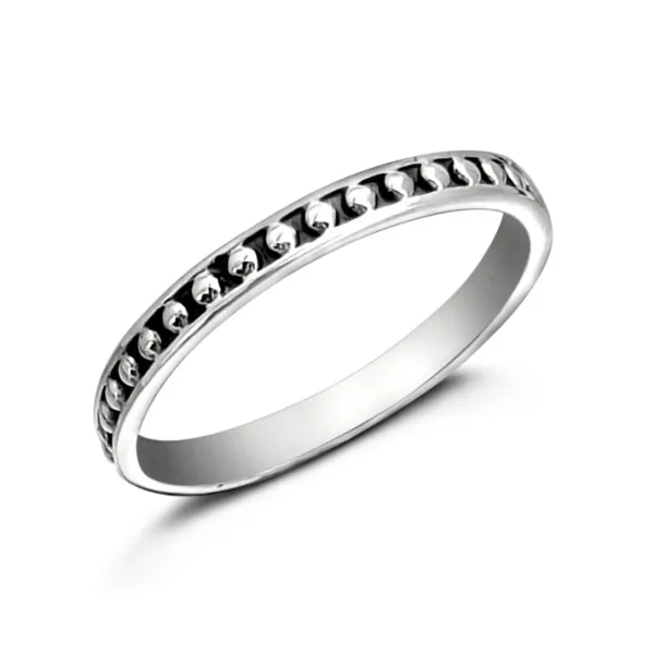 Studio Jewellery Feature & Stacker Rings | Rings-Slim Bead Band Silver Stacker Ring