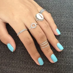 Studio Jewellery Feature & Stacker Rings | Rings-Slim Bead Band Silver Stacker Ring