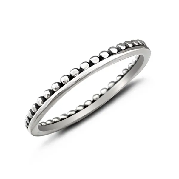 Studio Jewellery Feature & Stacker Rings | Rings-Slim Bead Silver Stacker Ring