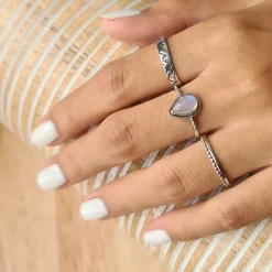 Studio Jewellery Feature & Stacker Rings | Rings-Slim Bead Silver Stacker Ring