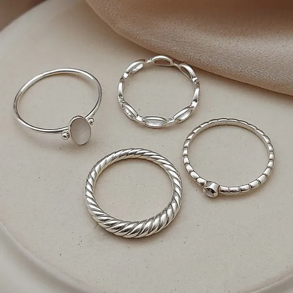 Studio Jewellery Feature & Stacker Rings | Rings-Slim Chain Silver Ring