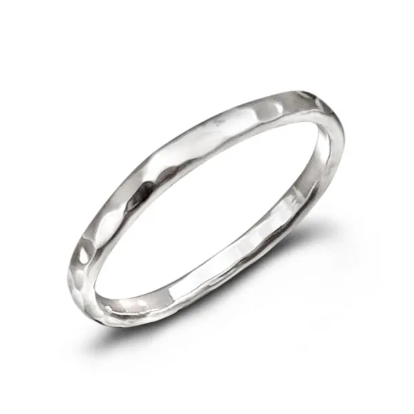 Studio Jewellery Feature & Stacker Rings | Rings-Slim 2mm Hammered Stacker Band