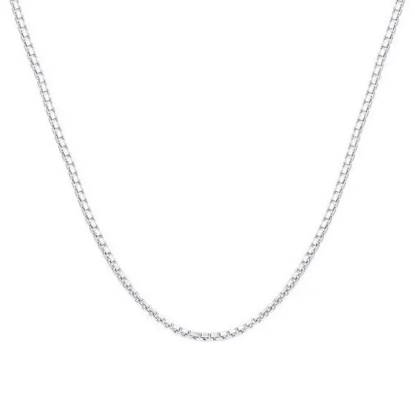 Studio Jewellery Necklaces-Slim Silver Box Chain Necklace