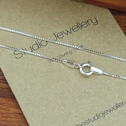 Studio Jewellery Necklaces-Slim Silver Box Chain Necklace