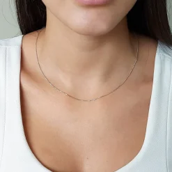 Studio Jewellery Necklaces-Slim Silver Box Chain Necklace