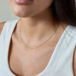 Studio Jewellery Necklaces-Slim Silver Box Chain Necklace